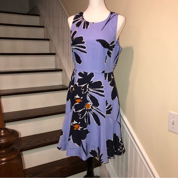 JCREW Lilac Navy Large Floral Sleeveless Round Neck Fit & Flare Dress Sz 6 NWT - Picture 8 of 13